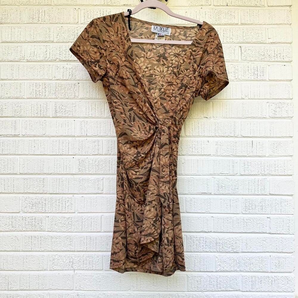 Vintage 90s La Belle Floral Wrap Mini Dress